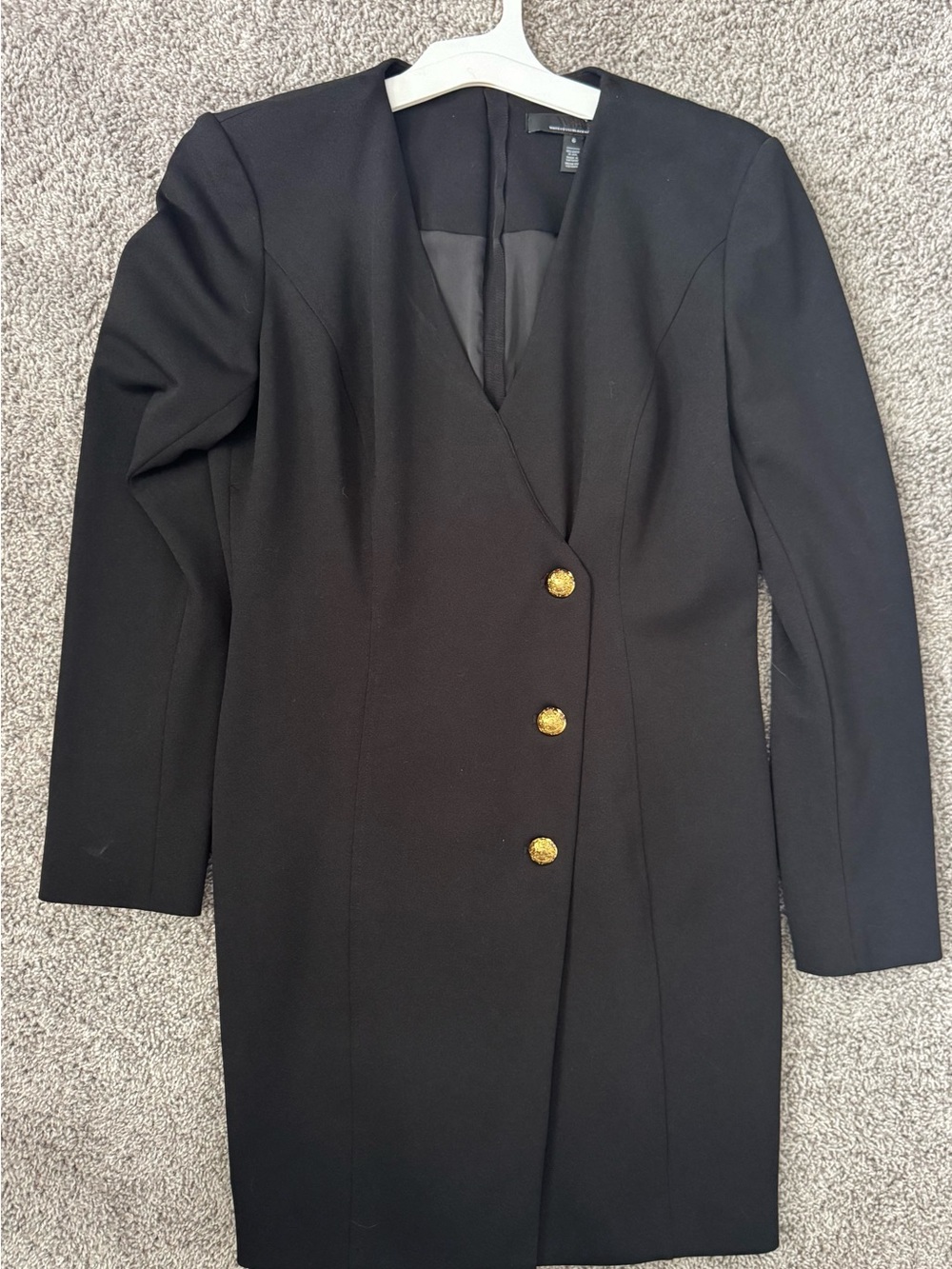 White House Black Market Black Mini Blazer Dress with Gold Buttons